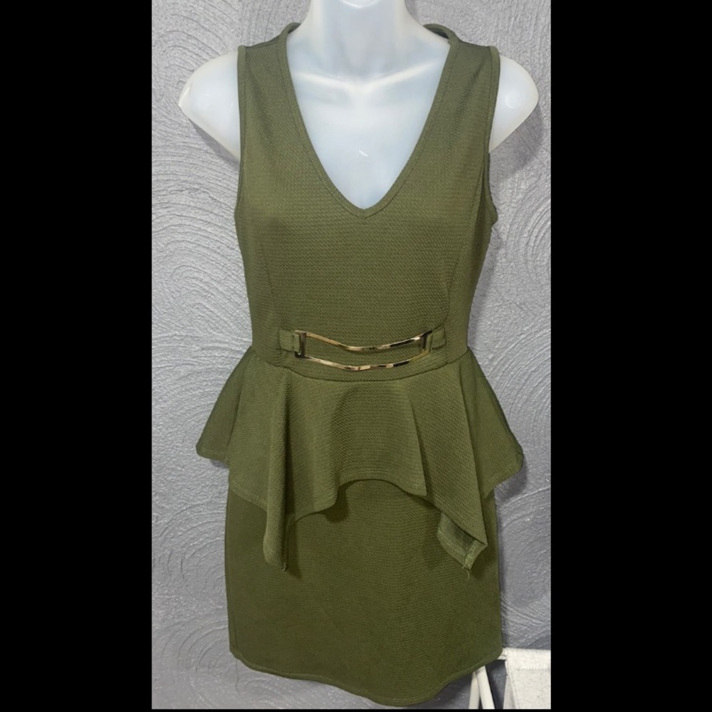 Army Green Sleeveless Midi Dress